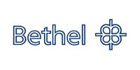 Grafik: blauer Schriftzug Bethel mit Kreuzsymbol
