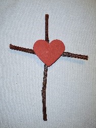 Gemälde: Kreuz mit rotem Herz in der MItte