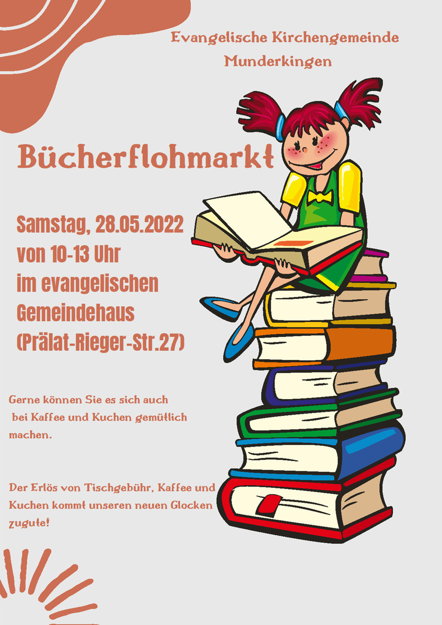 Plakat Einladung zum Bücherflohmarkt